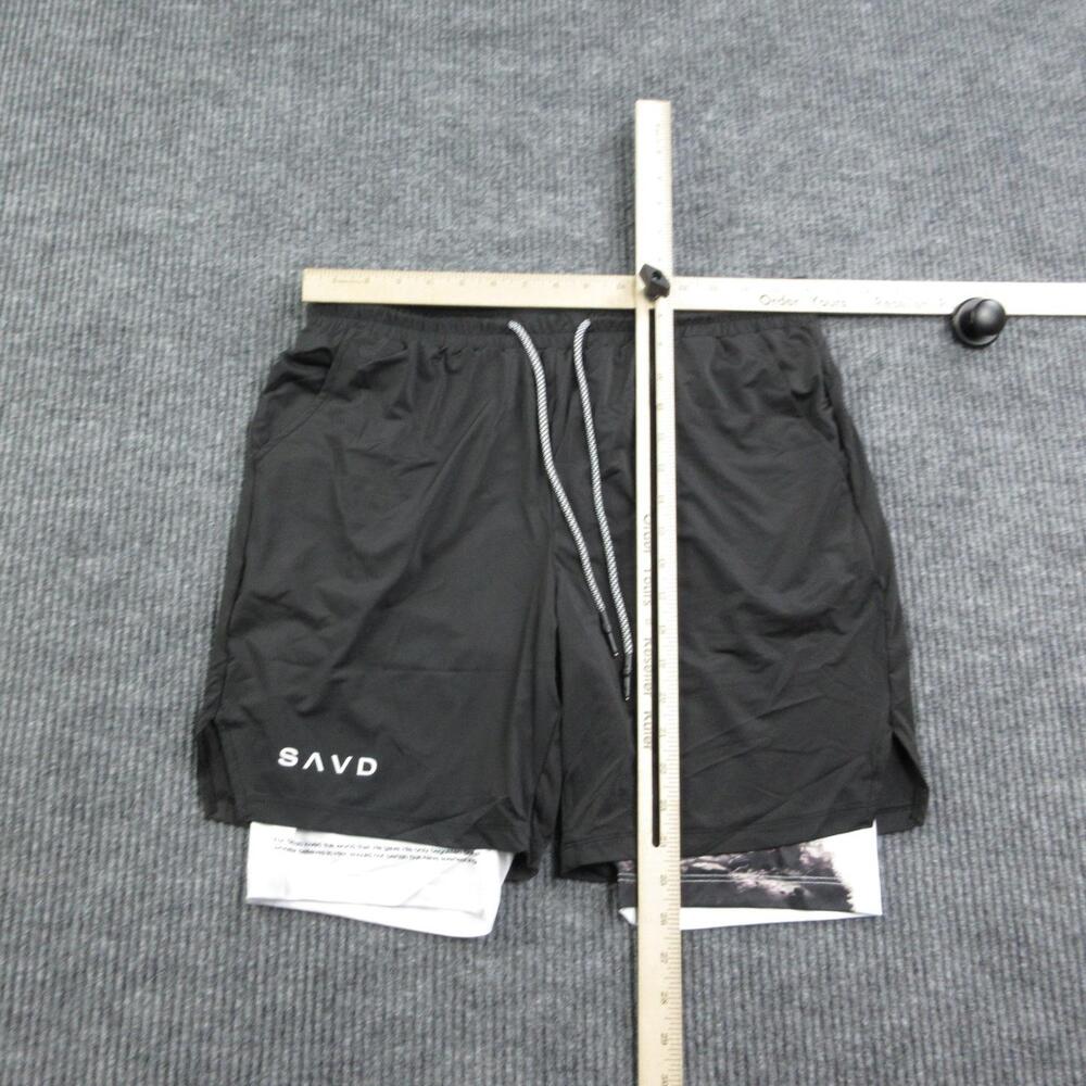 SAVD Shorts Mens L Black Athletic Microfiber Drawstring Pockets Lined 32x7* NWT - Picture 9 of 16
